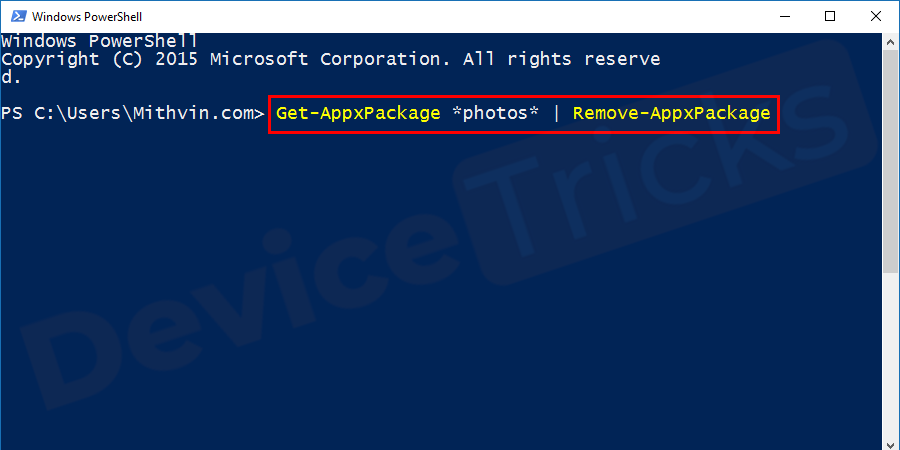 How to Fix Invalid Value for Registry on JPG/JPEG/PNG Files? Type Get-AppxPackage *photos* | Remove-AppxPackage and press enter to uninstall the App.